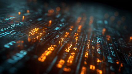 Abstract visualization of artificial intelligence processing massive data streams, glowing numbers, flowing code, holographic interfaces, dark futuristic background, sharp focus, cinematic depth