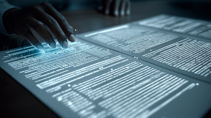 AI-powered legal document analysis and law technology concept.