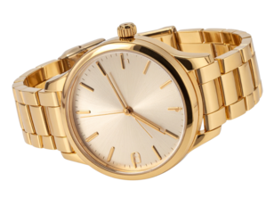  Luxury Women’s Gold Bracelet Watch Isolated Transparent Background.