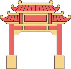 Traditional Chinese Gate Archway Illustration