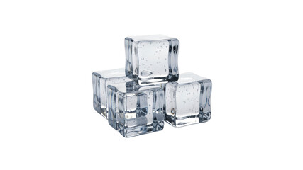 Stack of translucent ice cubes on Transparent Background