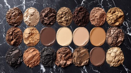 Diverse range of complexion and eye shadow shades