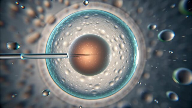 IVF Procedure Concept ,In vitro fertilization cell needle science medical laboratory technology biology closeup innovation research healthcare