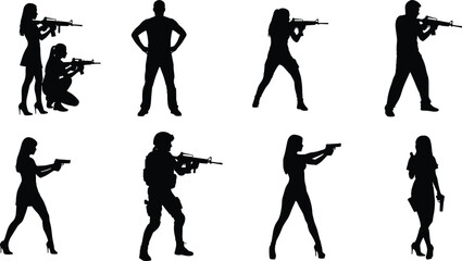 I see you've uploaded a similar image to the previous one, which depicts silhouettes of people holding firearms.