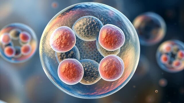 IVF Procedure Concept ,Cell biology science microscopic division nucleus medical research structure closeup detailed view of organism growth health