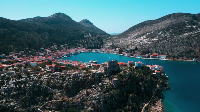 Aerial view of Kastellorizo (Megisti Island) in Greece