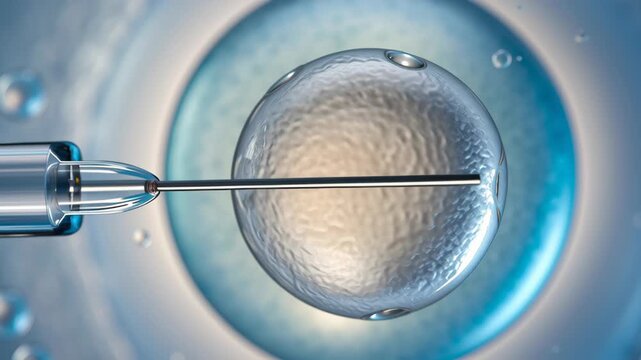 IVF Procedure Concept ,In vitro fertilization medical needle cell science laboratory close up technology healthcare fertility research procedure