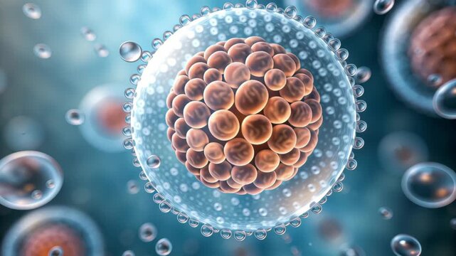 IVF Procedure Concept ,Cell biology science microscopic structure membrane nucleus medical research health technology molecular genetic laboratory