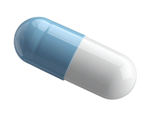 Close-Up Floating Capsule on White Background Transparent Background.