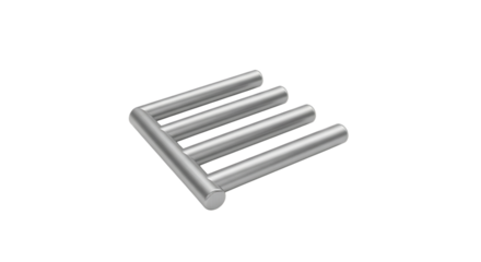 Silver metal letter e symbol isolated on transparent background