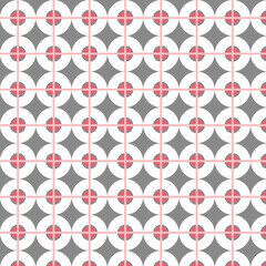 Seamless Geometric Circle Pattern in Gray and Pink, Modern Minimal Abstract Background