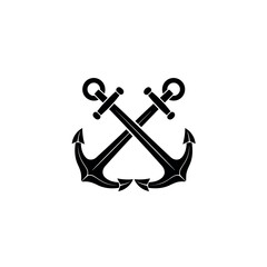 Two Crossed Anchors Stencil Icon Vector © MDRIAZUDDIN