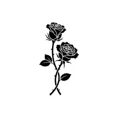 Two Roses with Intertwined Stems Stencil Vector © MDRIAZUDDIN