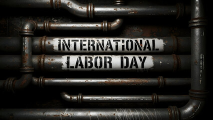 International labor day celebration with industrial background