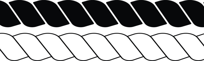 straight outline rope border pattern. Rope brush pattern. Thread pattern seamless. seamless hemp cord line collection on Transparent background  © MDneamul