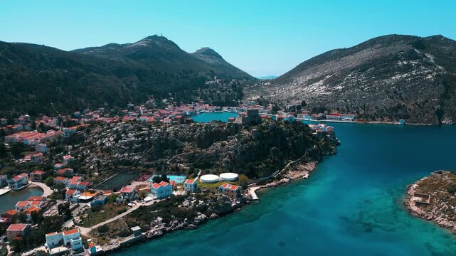 Aerial view of Kastellorizo (Megisti Island) in Greece