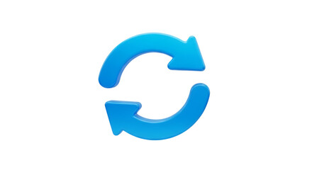 Fototapeta premium Blue circular arrows symbol for refresh or reload isolated on transparent background