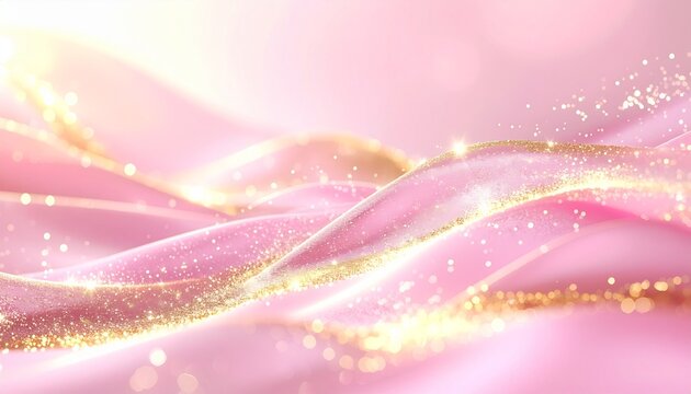 ピンクゴールド流光粒のブライダル背景