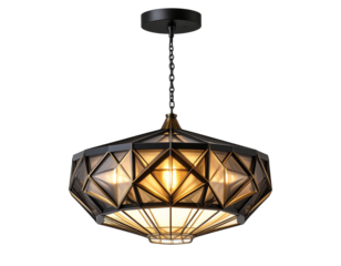  Black and Gold Geometric Pendant Light Transparent Background.