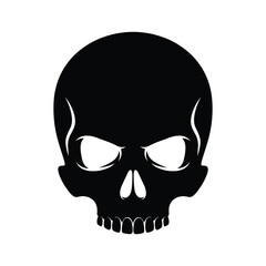 Obraz premium Menacing black skull icon on white background