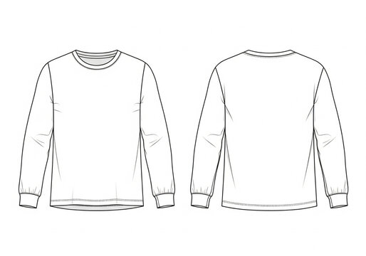 Crewneck Sweatshirt Sketch Mockup Front and Back View Apparel Blueprint