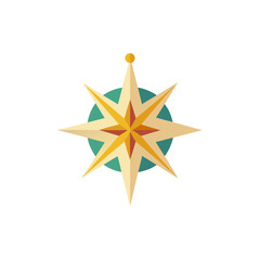 Illustration of a stylized compass rose on transparent background