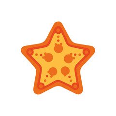Orange star with yellow spots illustration on transparent background