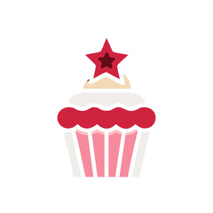Cupcake with star topping vector graphic on transparent background