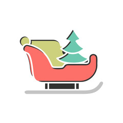 Illustration of a christmas tree in sleigh on transparent background