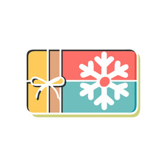 Gift card with snowflake and ribbon design on transparent background