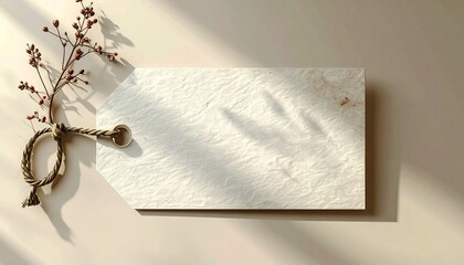 Minimal horizontal gift tag template with wide layout, soft neutral colors