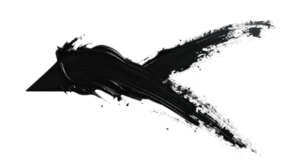 Thick black paint strokes in a crossing formation against a stark black background