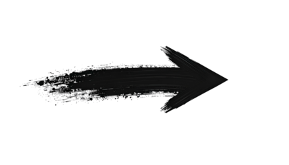 A grayscale painted arrow pointing right on a black background, with brushstroke texture