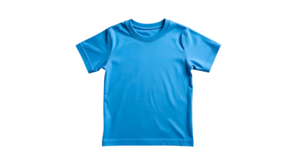 A plain blue crew neck t-shirt on a black background, centered and lit evenly