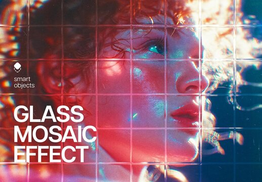 Glass Mosaic Photo Effect Mockup