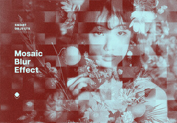Retro Mosaic Blur Effect Mockup