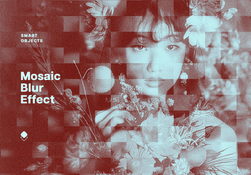 Retro Mosaic Blur Effect Mockup