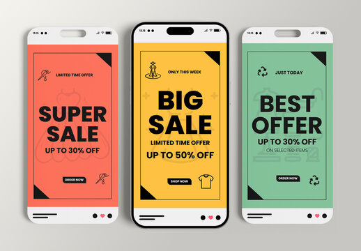 Colorful Sale Story Banner Templates Design