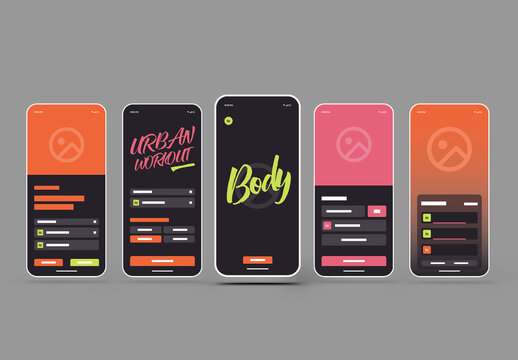 Dark Mode Mobile App Wireframe UI Kit