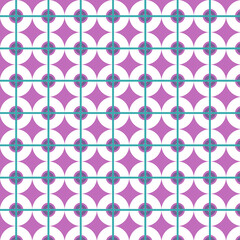 Fototapeta premium Seamless Retro Geometric Circle Grid Pattern in Pink White and Teal