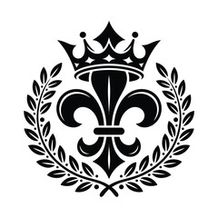 Elegant heraldic design featuring a crown fleur de lis and laurel wreath © ABDULLA