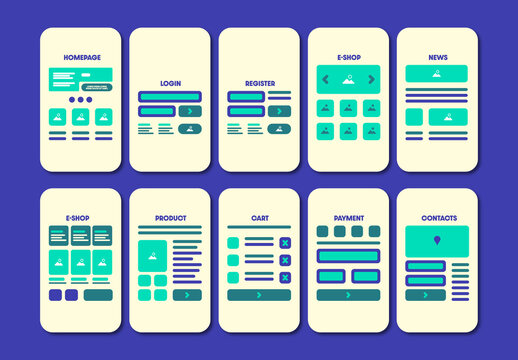 Mobile App Wireframe UI Kit for Ecommerce and Business Interface Design