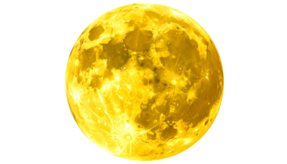 A glowing, golden sphere, resembling a celestial body, isolated on a black background