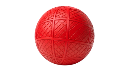 Detailed red american football with textured surface isolated on transparent background