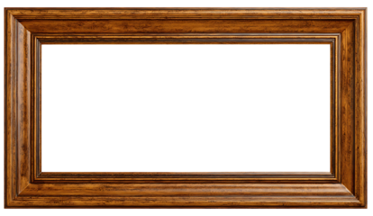 Classic brown wooden frame mockup on transparent PNG background