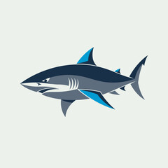 Obraz premium A fierce and dynamic graphic illustration of a great white shark, showcasing its power and predatory nature