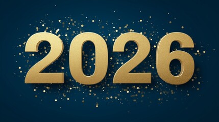 Fototapeta premium Cheers and celebrations for the New Year 2026 with golden numbers and confetti