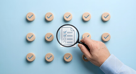 magnifying glass hand checklist