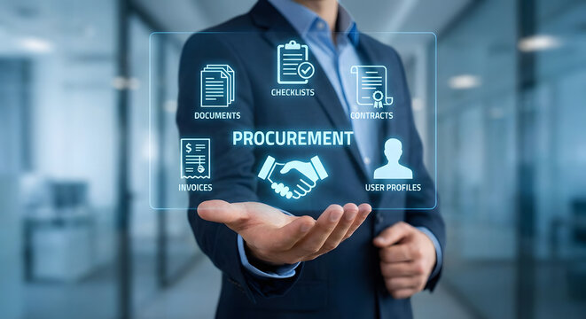 Businessman showing procurement process concept