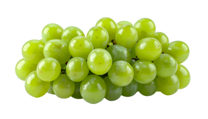 A cluster of fresh, ripe, green grapes isolated on a solid black background